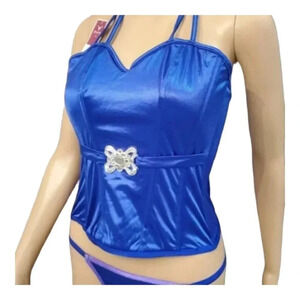 Blue Corset with Silver Detail and Matching Panty